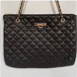 DKNY Gansevoort Lamb Quilted Black Purse